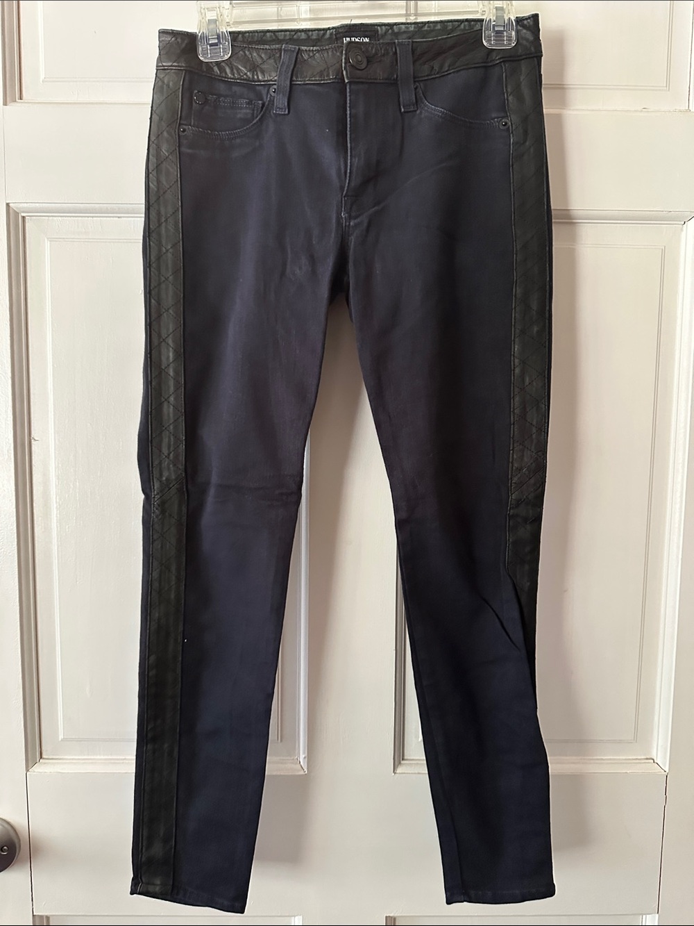 Hudson Jeans Black Skinny Jeans with Quilted Side Panels